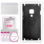 apgo kaitsev nahakleebis tagak&uuml;ljele ja k&uuml;lgedele, mis &uuml;hildub Huawei Mate 20-ga, t&auml;iskile, foolium, vin&uuml;&uuml;l &ndash; mustriga must nahk