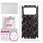 apgo Protective Skin Sticker for the back+sides compatible with Xiaomi Poco M3, Full Wrap Film, Foil, Vinyl - Pattern Carbon Black Pixel