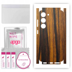 apgo Protective Skin Sticker for the back+sides compatible with Samsung Galaxy S23, Full Wrap Film, Foil, Vinyl - Pattern Tigerwood