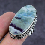 Natural Fluorite Gemstone Handmade 925 Sterling Silver Jewelry Ring Size 8 l6f18