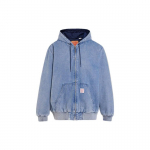 Levis FW22 Patchwork Logo Denim kapuutsiga jope Meeste &uuml;ler&otilde;ivad Sinine A3222-0000 L