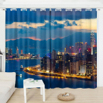 2 Paneel Hongkongi Linna Kaunis &Ouml;&ouml;vaade Varjutus Kardin Kohandatud Magamistuba Elutuba Stuudio Akna Kardin &Ouml;&ouml;sidega &Uuml;laosas cortinas (50Wx50H)x2(CM)&Grommet Top