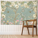 Roheliste lillede ja lindude maalimine Vintage seinavaibad Seinariide Boho Art Hippie Tapiz Esteetika Ruumi Kodukujundus 95x70cm