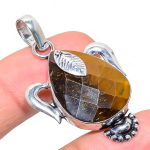 Natural Tiger Eye Gemstone Handmade 925 Sterling Silver Pendant 1.85 k2b28