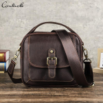 CONTACT'S Ehtne Nahk Meeste V&auml;ike Messengeri Kott Meeste Vintage &Otilde;lakotid Pruun K&auml;ekott Luksuslik Klapp Reisi Crossbody Kotid tume kohvi v&auml;rv