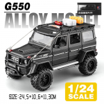 1/24 Scale Mini Auto Simulation BENZ Adenture G550 maastur 4x4 survevalatud heli ja valgusega m&auml;ngus&otilde;idukid, kingitus poistele 1/24-Size24.5*10.6*11.3cm must