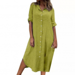 Naiste suvine kleit, varrukad, lahtik&auml;ivad, v&auml;rvilised n&ouml;&ouml;bid, kaelarihm, lahtine, &uuml;herealine, pooleldi t&ouml;&ouml;lk&auml;imiseks igap&auml;evaselt kantav midikleit 2XL kollane/roheline