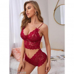 Ladysta Naiste Pesukomplekt - Rinnahoidja ja P&uuml;ksikud &Ouml;&ouml;pesu - Vaba Suurus (S/M/L) Free Size (S/M/L) vaarika