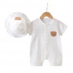 Suvine Baby Romper Muslin l&uuml;hikeste varrukatega kombinesoon T&uuml;drukutele Poistele Armsad karu &uuml;hes t&uuml;kis riided Vasts&uuml;ndinu suvised &otilde;hukesed bodid 80 (9-12M)