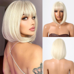 Blond l&uuml;hike bob-parukas tuka ja plaatinablondi s&uuml;nteetilise juuksega Parukad Cosplay Pidulik Lolita V&otilde;ltjuuksed Naistele Igap&auml;evane parukas K&otilde;rge temperatuur