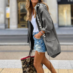 Naiste &uuml;hev&auml;rviline vaba vabaaja temperamendiga kapuutsiga Mackintoshi riidest tuulejope L armee roheline v&auml;rv