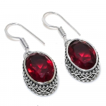 Mozambique Garnet Gemstone 925 Sterling Silver Jewelry Earring 1.42 j4u88