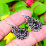 Amethyst Gemstone Handmade 925 Sterling Silver Jewelry Earring 1.77 f7j86