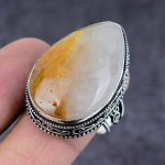 Plume Agate Gemstone Handmade 925 Sterling Silver Gift Jewelry Ring Size 7 n4n59