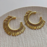 Multi Beads Paindlik Tutt Hoop K&otilde;rvar&otilde;ngad Plaaditud Fringe K&otilde;rvar&otilde;ngad French Statement Luksuslik P&uuml;hade Boheemlaste Ehted PD1980 kuld