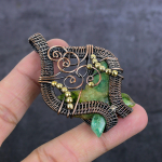 Natural Green Apatite Gemstone Copper Wire Wrap Jewelry Pendant 2.56 v8z44