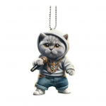 Mikrofon Kass Mees Rippuv kaunistus Kodu siseruumides j&otilde;ulupuu auto tahavaatepeegel 2D lame karaoke kassipoeg akr&uuml;&uuml;list rippuv ornament Multikas Cat