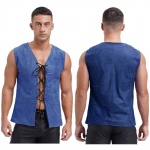 Meeste keskaegne piraadirenessanss Steampunk pitsvest gooti s&auml;rk jahivest vest Halloweeni piraadi cosplay kost&uuml;&uuml;m M must