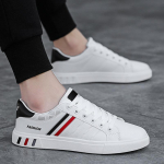 Meeste tossud vabaajaspordijalatsid meestele Kerged PU-nahast hingavad kingad Meeste lamedad valged tennised Zapatillas Hombre 39