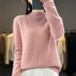 Naiste ka&scaron;miirist sviiter Qinghe ka&scaron;miir 30% ka&scaron;miir 70% vill s&uuml;gis-talvine ka&scaron;miir pullover pehme ja soe XXL roosa