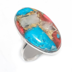 Natural Spiny Oyster Gemstone 925 Sterling Silver Jewelry Ring Size 8.5 v1k78