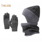 3 tk/komplekt Unisex m&uuml;ts Sall Kinnaste komplekt K&otilde;rvaklappide Disain &uuml;hev&auml;rviline Beanie Hat Thermal Plush Vooder Kaelasoojendaja Puuteekraaniga Kinnaste Komplekt tumesinine v&auml;rv