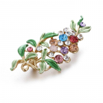 Euroopa ja Ameerika &Uuml;hendriigid V&auml;rviline kristallpross Temperament Mood Rhinestone Lehed Lilled Korsage Prossi Aksessuaarid