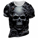 Vintage T-s&auml;rk meestele Skull 3D Print Mood l&uuml;hikeste varrukatega topid Suvised &uuml;lisuured meeste T-s&auml;rgid Vabaajar&otilde;ivad Pullover S