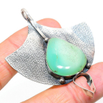 Natural Chrysoprase Gemstone Handmade 925 Sterling Silver Pendant 2.64 g6s24