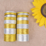 1 tk kullast/h&otilde;bedast siidist satiinist organza s&auml;delev lint 0,6-5 cm sibulavihm pulmakoogi kinkepakendile 6mm kuld