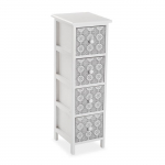 Benno vannitoakapp - VERSA - 82 x 25 x 29 cm - Valge ja hall - 4 puidust hoiusahtlit valge