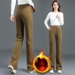 Talvine uued naiste k&otilde;rge v&ouml;&ouml;kohaga sirge torup&uuml;ksid, lahtised ja soojad puuvillased p&uuml;ksid L must