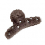 Naiste Juukseklamber Kunstp&auml;rlitega Dekor Pl&uuml;&uuml;siga Kaetud Juukseklamber Libisemisvastaste Hammastega Peanupp must