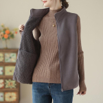 Sametist paksendatud vest ema riietus soe vest jakk uus fliisvest naiste mood s&uuml;gis ja talv vest 4XL gray