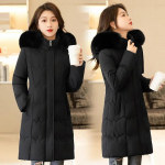 Talveriided Mantlid Parkad Talvejope Naiste Parka Kapuutsiga karusnahast krae Paks Soe Naiste Joped &Uuml;li&otilde;pilasmantlid Naiste riided XXL valge