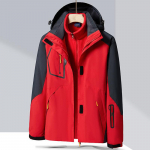 2023 Unisex Outdoor 3-in-1 tuulekindel veekindel hingav jope Female, 2XL punane