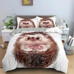 3D-prinditud koomiksiloom siil voodipesukomplektid peen vooditarvete komplekt tekikate voodikatte komplekt luksuslik s&uuml;nnip&auml;evakingitus 135x200cm 2pcs gray