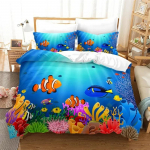Laste multifilm Ookeanikala tekikate Mikrofiibrist mereteemaline voodipesukomplekt Sea Underwater World Tekikate kuninganna poistele T&uuml;drukutele 70x133cm 2pcs