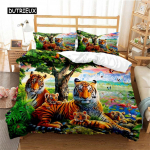 Tekikott Tiiger Pehme Tekikott Mikrokiust Loomamustriga Voodipesukomplekt Tiigrimustriga Tepitud Kate Toa Dekoratsioon Voodipesu Magamistuba EU single(135x200cm)