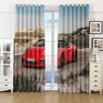 Trendikas linna sportautode maastik 3D-printimine poolp&auml;ikesevarjuga kardina&uuml;likond pol&uuml;esterkangast pestav magamistoa konksu tarvikud 100W130H(CM)40x51in&Grommet Top blue