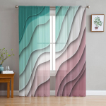 Roheline Gradient Tumepunane Moodne Geomeetriline L&auml;bipaistev Kardin Elutoa Kaunistuseks Akna Kardinad K&ouml;&ouml;gi T&uuml;ll Voile Kardinad W135 x H115cm x1