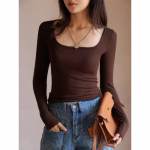 YYFS Naiste mood vabaaja kevads&uuml;gise &uuml;hev&auml;rvilise tr&uuml;kiga pikkade varrukatega kandilise kraega pluusid ja s&auml;rgid XS must