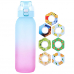 1000 ml &otilde;huveepudel Tritan 7 maitsekaunaga puuviljal&otilde;hnaga veepudel 0% suhkruga veetass, mis sobib v&auml;lispordiks