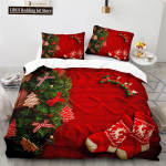 J&otilde;ulu tekkikate komplekt King Queen Full suuruses Lumehelbe Kuldse Hirve mustriga P&uuml;hade voodipesu komplekt Pol&uuml;ester tekikate lapsele 70x133cm 2pcs red