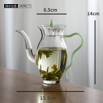 Jaapani K&otilde;rge temperatuurikindel Klaaspott Nartsissi Teekann Majapidamis K&otilde;rge Borosilikaatklaas K&auml;eshoitav Pruulimisteekann roheline