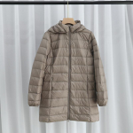 Kerge udunjope naistele keskmine ja pikk s&uuml;gis ja talv uus Korea versioon slim fit suur suurus kerge jope eemaldatav kapuuts 7XL khaki