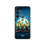 Coque Samsung Galaxy S25 Plus OM dor&eacute;e brilant droit au but fond bleu Maniacase