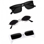 Sheomy Unisex Combo pakkumine 3 tooni prillidega ruudukujulised p&auml;ikeseprillid ristk&uuml;lik retro vintage kitsad naised::Mehed, HBW-013