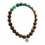 Pierres et Min&eacute;raux. Bracelet Perles Mica vert de Tanzanie + bois 8 mm. Fabriqu&eacute; en France.