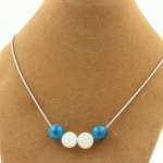 Pierres et Min&eacute;raux. Collier perles Pierre de lune + Apatite 8 mm. Chaine en acier Collier femmes, hommes. Taille personnalisable.
